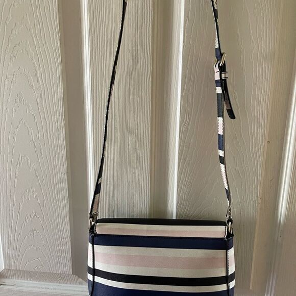 Kate Spade New York tricolor stripes Beige light pink & Navy blue cross body bag - Picture 3 of 14